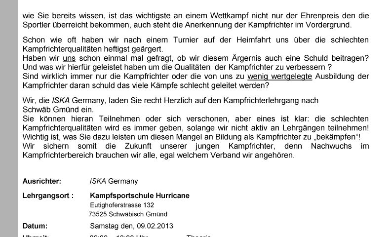 Kampfrichterlehrgang in Augsburg